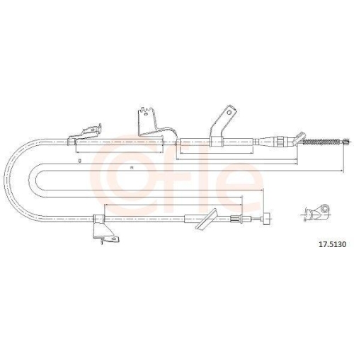 Seilzug Feststellbremse Cofle 17.5130 für Opel Suzuki Hinten Rechts