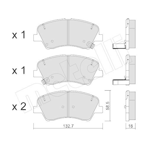 Bremsbelagsatz Scheibenbremse Metelli 22-1167-0 für Hyundai Kia Vorderachse