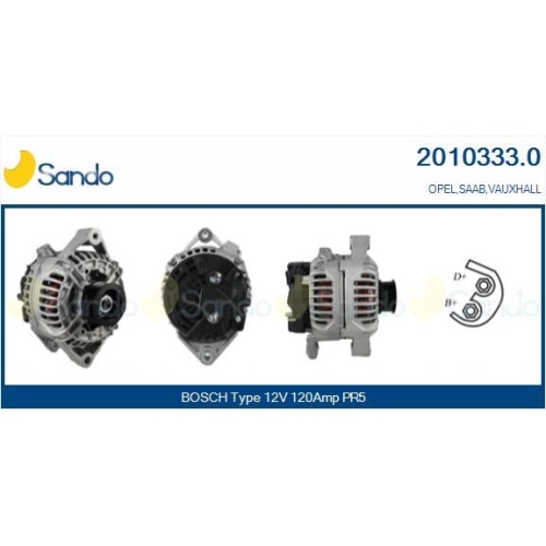 Generator Sando 2010333.0 f&uuml;r Opel Saab Vauxhall