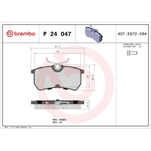 Bremsbelagsatz Scheibenbremse Brembo P24047 Prime Line f&uuml;r Ford Ford Usa
