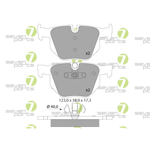Bremsbelagsatz Scheibenbremse 7 Seven Parts SVP23650 f&uuml;r Bmw Mini 1. Hinterachse