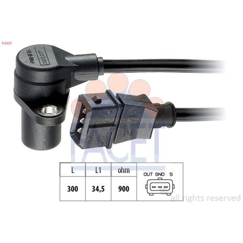 Sensor Motordrehzahl Facet 9.0237 Made In Italy - Oe Equivalent für Opel