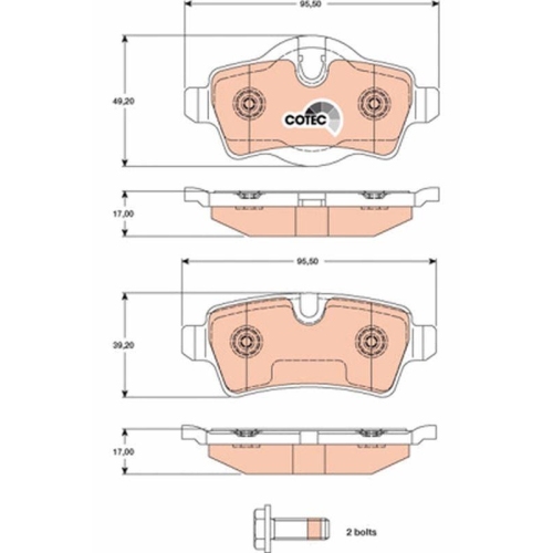 Brake Pad Set Disc Brake Trw GDB1766 Cotec for Mini Bmw Rear Axle