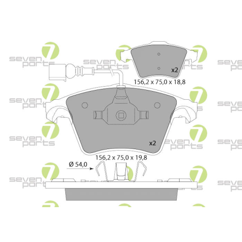 Bremsbelagsatz Scheibenbremse 7 Seven Parts SVP22814 f&uuml;r Audi Seat Skoda Vag VW