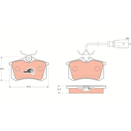 Bremsbelagsatz Scheibenbremse Trw GDB1415 Cotec f&uuml;r Seat Skoda VW Ford Audi