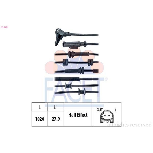 Sensor Raddrehzahl Facet 21.0021 Made In Italy - Oe Equivalent f&uuml;r Fiat