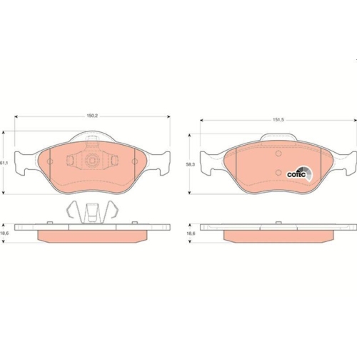 Bremsbelagsatz Scheibenbremse Trw GDB1419 Cotec f&uuml;r Ford Mazda Vorderachse