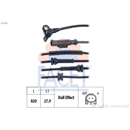 Sensor Raddrehzahl Facet 21.0128 Made In Italy - Oe Equivalent f&uuml;r Opel Vauxhall