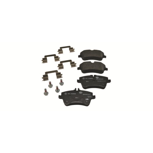 Bremsbelagsatz Scheibenbremse Hella 8DB 355 018-331 f&uuml;r Mercedes Benz Evobus Amc