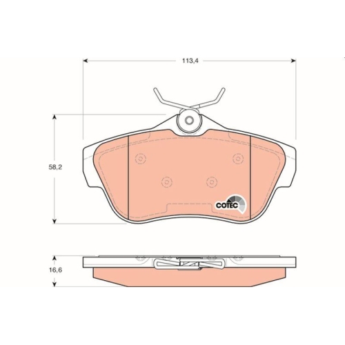 Bremsbelagsatz Scheibenbremse Trw GDB1740 Cotec f&uuml;r Toyota Citro&euml;n Fiat Peugeot