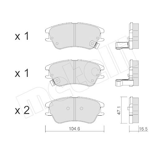 Bremsbelagsatz Scheibenbremse Metelli 22-0502-0 f&uuml;r Hyundai Vorderachse