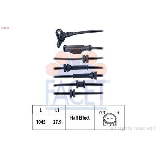 Sensor Raddrehzahl Facet 21.0159 Made In Italy - Oe Equivalent f&uuml;r Fiat Lancia