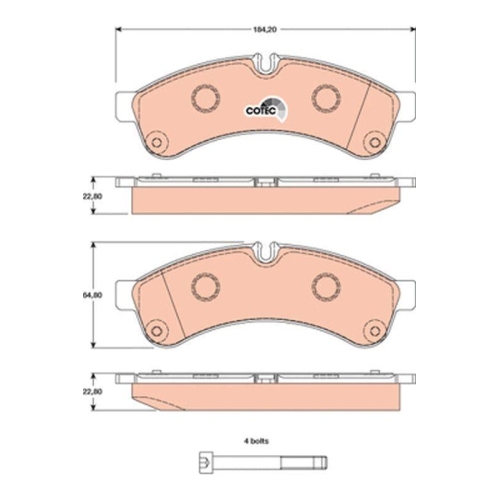 Bremsbelagsatz Scheibenbremse Trw GDB1780 Cotec f&uuml;r Iveco Hinterachse