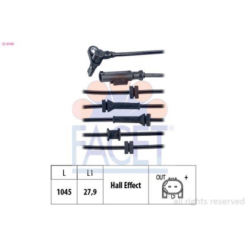 Sensor Raddrehzahl Facet 21.0160 Made In Italy - Oe Equivalent f&uuml;r Fiat Lancia