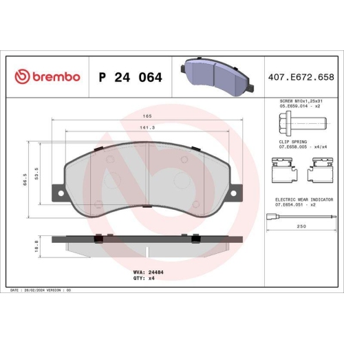 Bremsbelagsatz Scheibenbremse Brembo P24064 Prime Line f&uuml;r Ford Byd Ford (jmc)