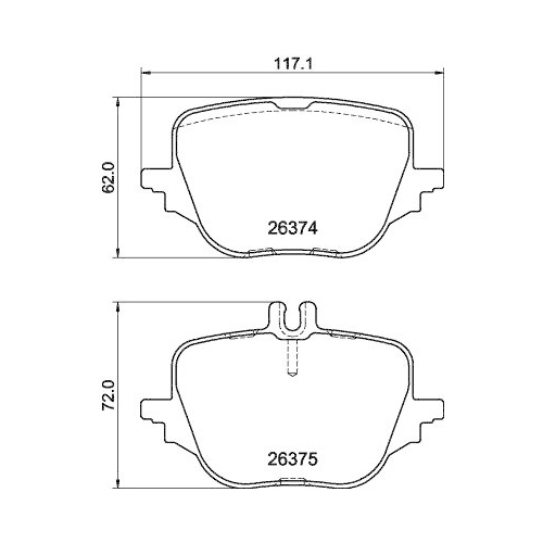 Bremsbelagsatz Scheibenbremse Hella 8DB 355 041-021 f&uuml;r Mercedes Benz Amc