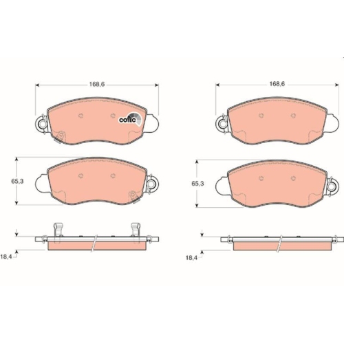 Bremsbelagsatz Scheibenbremse Trw GDB1424 Cotec f&uuml;r Ford Vorderachse