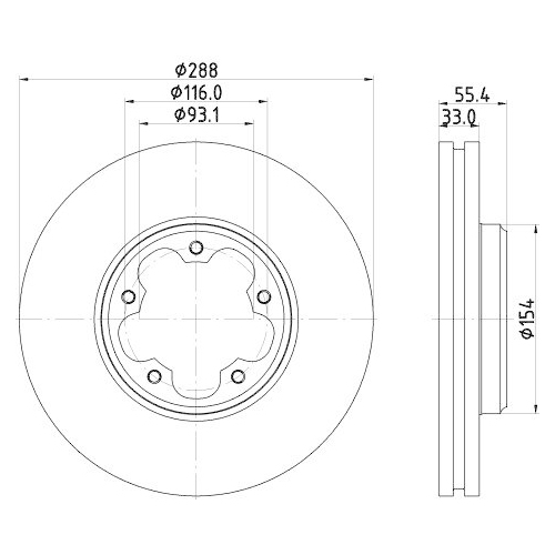 Bremsscheibe Hella 8DD 355 133-161 Pro f&uuml;r Ford Vorderachse