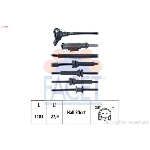 Sensor Raddrehzahl Facet 21.0166 Made In Italy - Oe Equivalent f&uuml;r Fiat Lancia