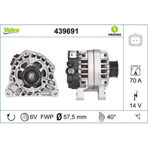 Generator Valeo 439691 Valeo Origins New Oe Technologie für Citroën Fiat Peugeot