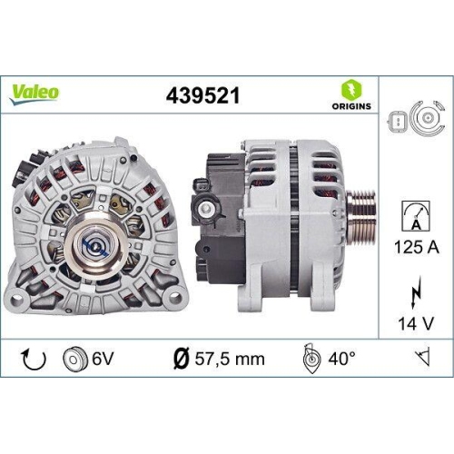 Generator Valeo 439521 Valeo Origins New Oe Technologie f&uuml;r Citro&euml;n Mitsubishi