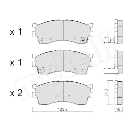 Bremsbelagsatz Scheibenbremse Metelli 22-0512-0 f&uuml;r Kia Vorderachse