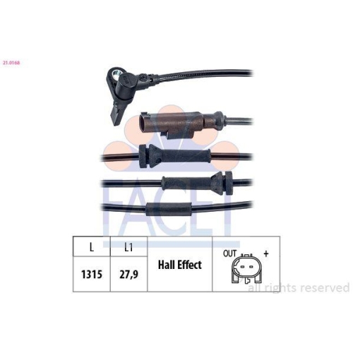 Sensor Raddrehzahl Facet 21.0168 Made In Italy - Oe Equivalent f&uuml;r Fiat