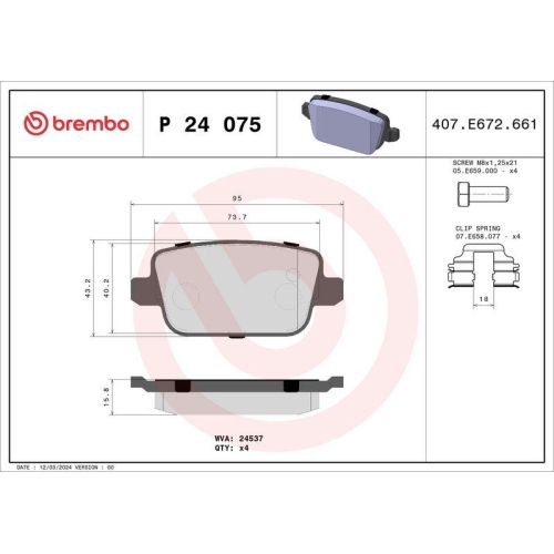 Bremsbelagsatz Scheibenbremse Brembo P24075 Prime Line f&uuml;r Ford Ford (changan)