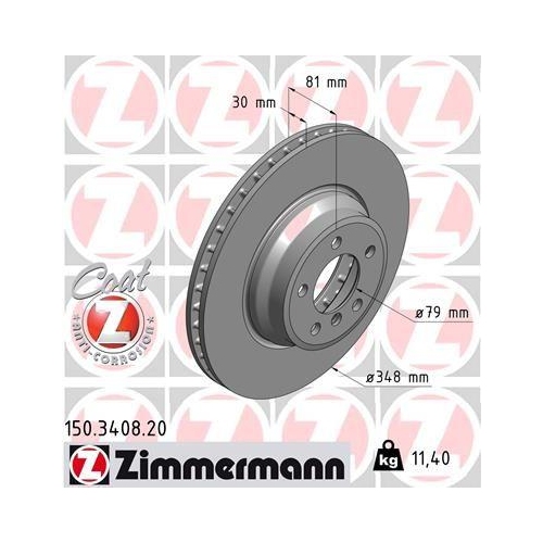 Bremsscheibe Zimmermann 150.3408.20 Coat Z f&uuml;r Bmw Vorderachse