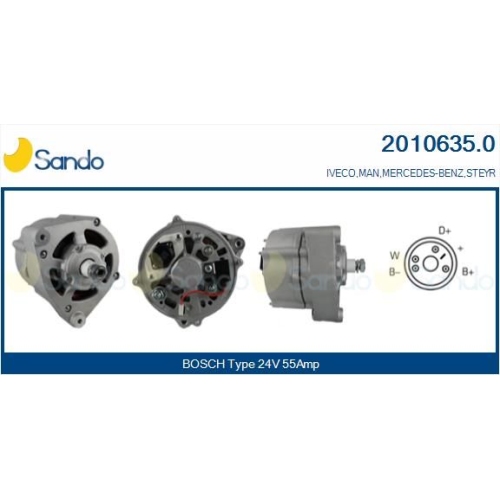 Generator Sando 2010635.0 f&uuml;r Fiat Ford Khd Mercedes Benz Mercedes Benz Steyr
