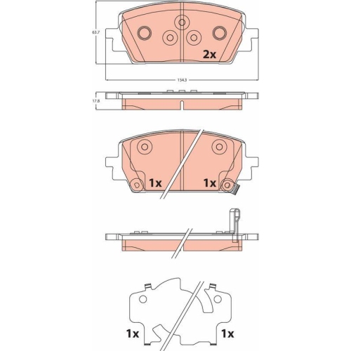 Bremsbelagsatz Scheibenbremse Trw GDB2463 f&uuml;r Hyundai Kia Vorderachse