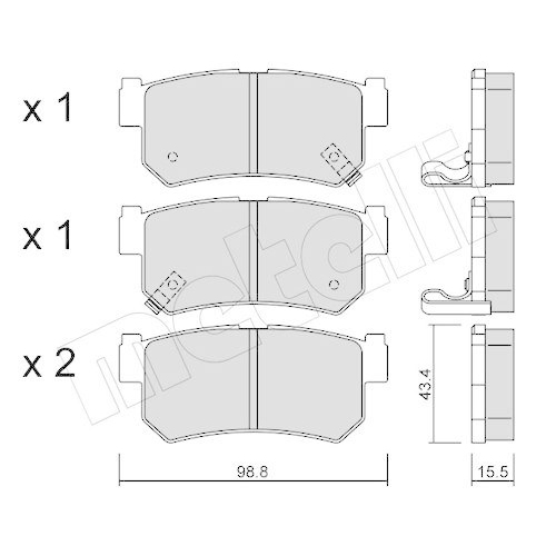 Brake Pad Set Disc Brake Metelli 22-0519-0 for Ssangyong Daewoo Rear Axle