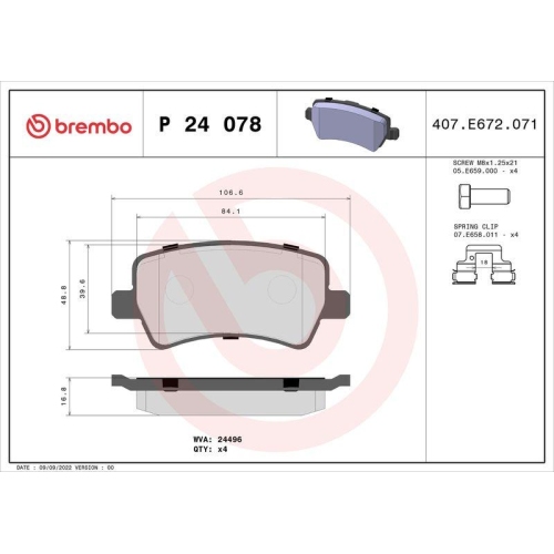Bremsbelagsatz Scheibenbremse Brembo P24078 Prime Line f&uuml;r Ford Volvo Land Rover