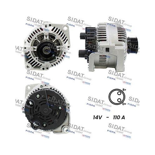 Generator Sidat A12VA0038A2 f&uuml;r Alfa Romeo Citro&euml;n Fiat Lancia Peugeot