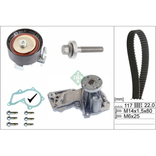 Wasserpumpe + Zahnriemensatz Schaeffler Ina 530 0605 30 f&uuml;r Ford Volvo
