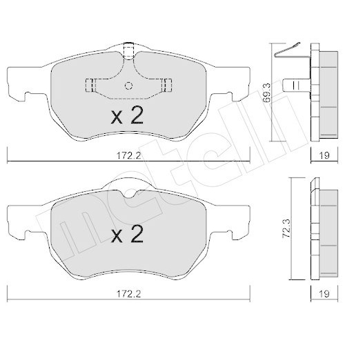 Bremsbelagsatz Scheibenbremse Metelli 22-0523-0 f&uuml;r Chrysler Vorderachse