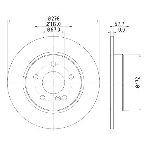Bremsscheibe Hella 8DD 355 114-181 Pro f&uuml;r Mercedes Benz Mercedes Benz Evobus