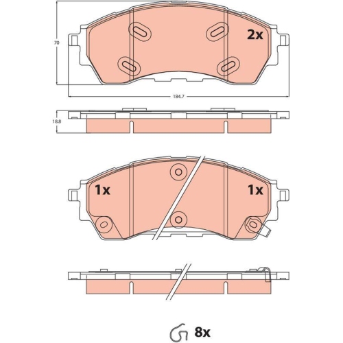 Bremsbelagsatz Scheibenbremse Trw GDB2550 f&uuml;r Ford Asia & Oceania Ford Usa