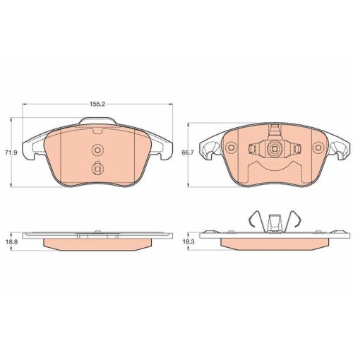 Bremsbelagsatz Scheibenbremse Trw GDB2025 f&uuml;r Vauxhall Citro&euml;n DS Opel Peugeot