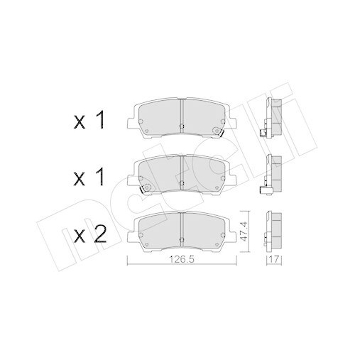 Bremsbelagsatz Scheibenbremse Metelli 22-1184-0 f&uuml;r Ford Volvo Hinterachse