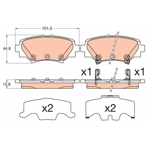 Bremsbelagsatz Scheibenbremse Trw GDB3593 f&uuml;r Mazda Hinterachse