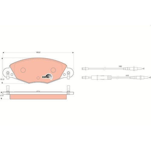Bremsbelagsatz Scheibenbremse Trw GDB1449 Cotec f&uuml;r Citro&euml;n Jaguar Vorderachse