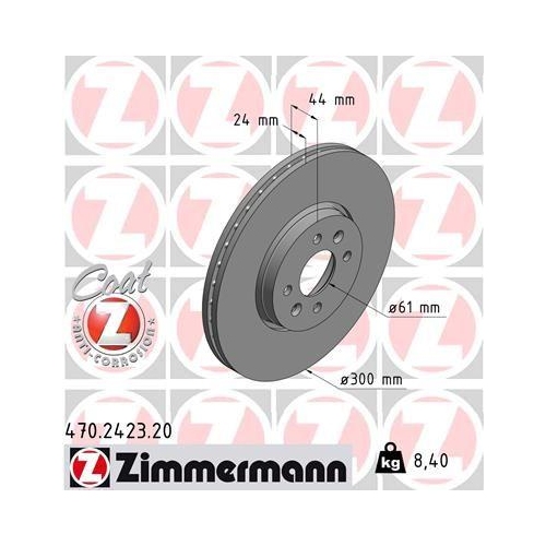 Zimmermann 2X Bremsscheibe Vorderachse Coat Z f&uuml;r Renault Dongfeng