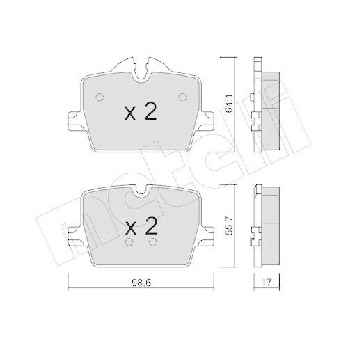 Bremsbelagsatz Scheibenbremse Metelli 22-1265-0 f&uuml;r Bmw Toyota Hinterachse
