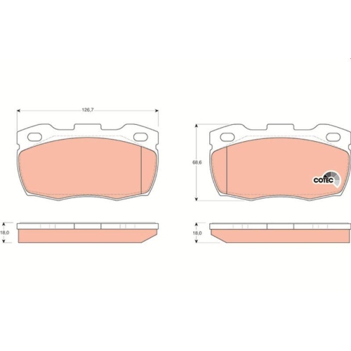 Bremsbelagsatz Scheibenbremse Trw GDB1452 Cotec f&uuml;r Land Rover Vorderachse