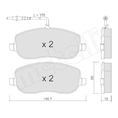 Brake Pad Set Disc Brake Metelli 22-0530-0 for Fiat Lancia Peugeot Front Axle