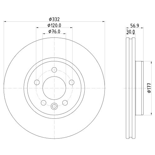 Bremsscheibe Hella 8DD 355 132-561 Pro Hc f&uuml;r Audi Seat Skoda VW Vorderachse