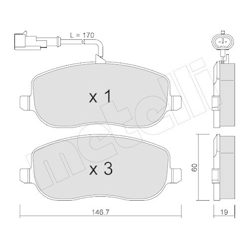 Bremsbelagsatz Scheibenbremse Metelli 22-0530-1 f&uuml;r Fiat Vorderachse