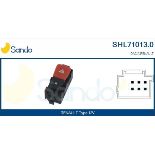 Warnblinkschalter Sando SHL71013.0 f&uuml;r Dacia