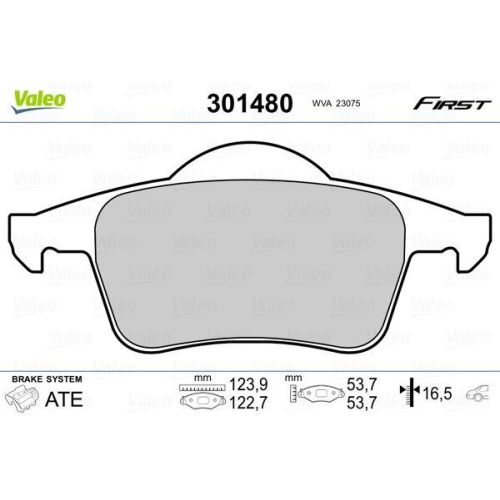 Bremsbelagsatz Scheibenbremse Valeo 301480 First f&uuml;r Volvo Hinterachse